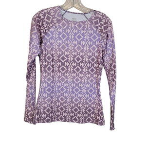 Nike Pro Warm Base Layer Thermal Blouse Top Fleece Lined Purple Size Medium